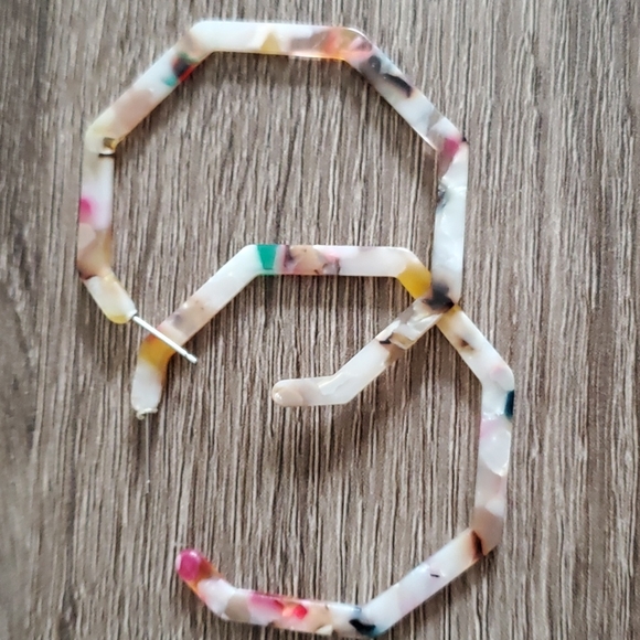 Multi Color Acrylic Hoop Earrings - Picture 3 of 3